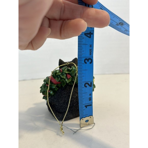 The San Francisco Music Box Company Cat Christmas Ornament Angus Stuck in Wreath - Picture 5 of 8